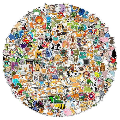 100/300PCS Mix Cute Cartoon Animals Graffiti Stickers DIY Phone Guitar Laptop Notebook Suitcase Cup Waterproof Sticker