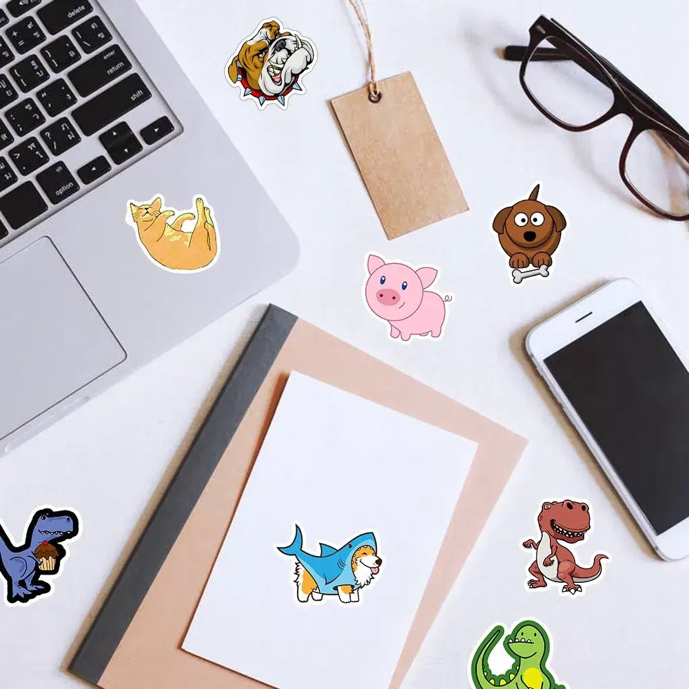 100/300PCS Mix Cute Cartoon Animals Graffiti Stickers DIY Phone Guitar Laptop Notebook Suitcase Cup Waterproof Sticker