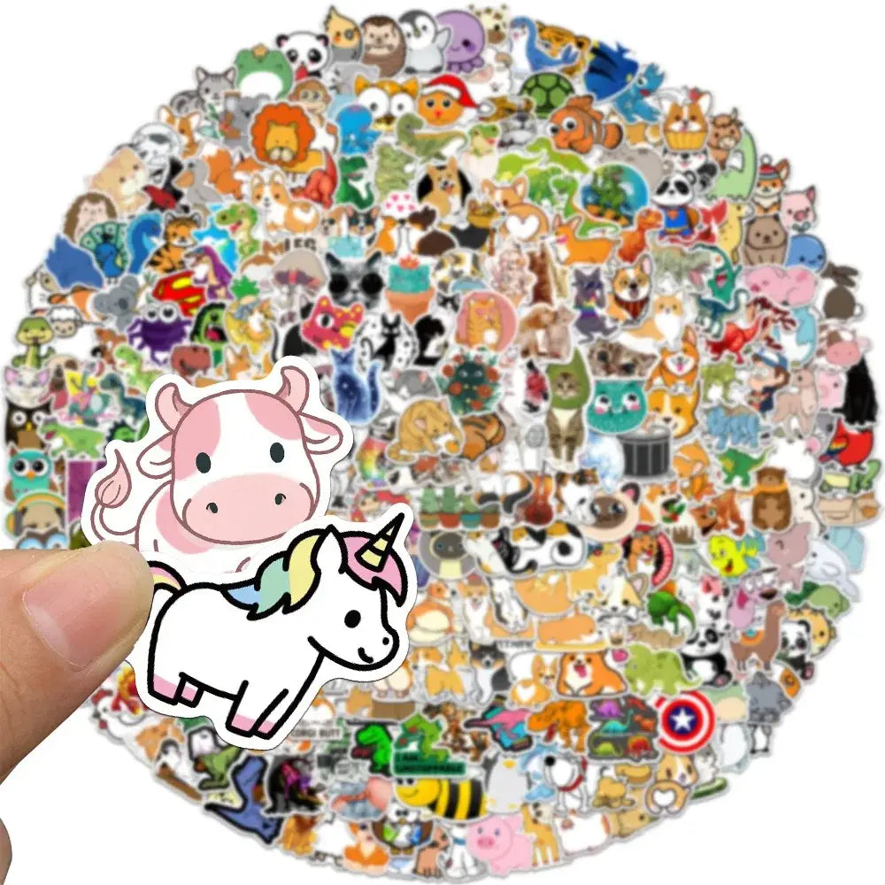 100/300PCS Mix Cute Cartoon Animals Graffiti Stickers DIY Phone Guitar Laptop Notebook Suitcase Cup Waterproof Sticker