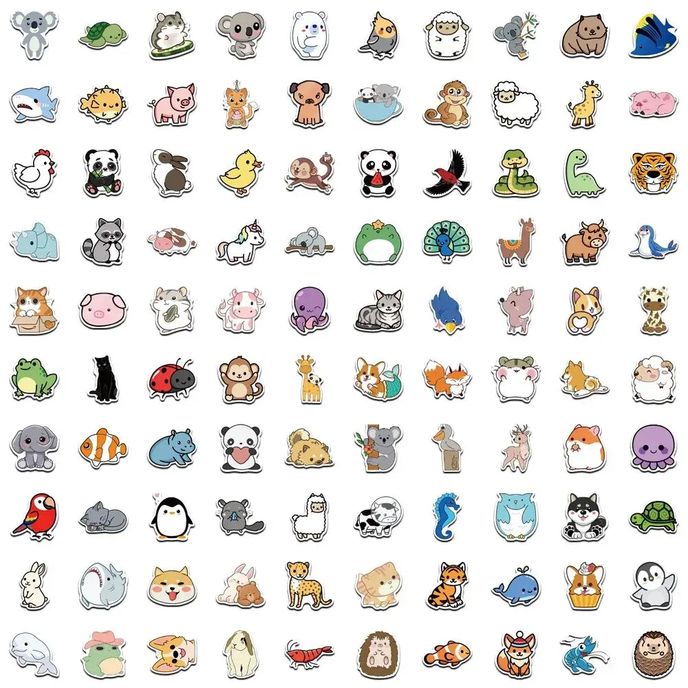 100/300PCS Mix Cute Cartoon Animals Graffiti Stickers DIY Phone Guitar Laptop Notebook Suitcase Cup Waterproof Sticker