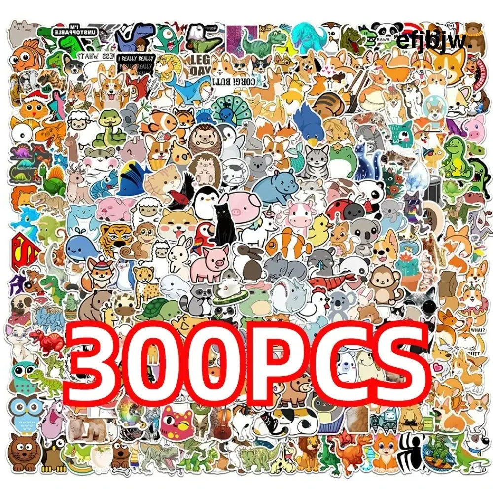 100/300PCS Mix Cute Cartoon Animals Graffiti Stickers DIY Phone Guitar Laptop Notebook Suitcase Cup Waterproof Sticker