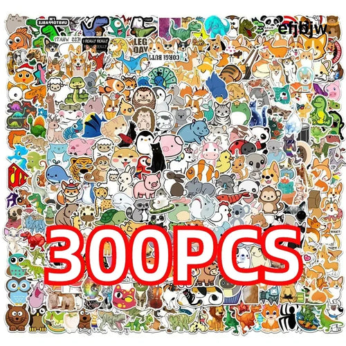 100/300PCS Mix Cute Cartoon Animals Graffiti Stickers DIY Phone Guitar Laptop Notebook Suitcase Cup Waterproof Sticker