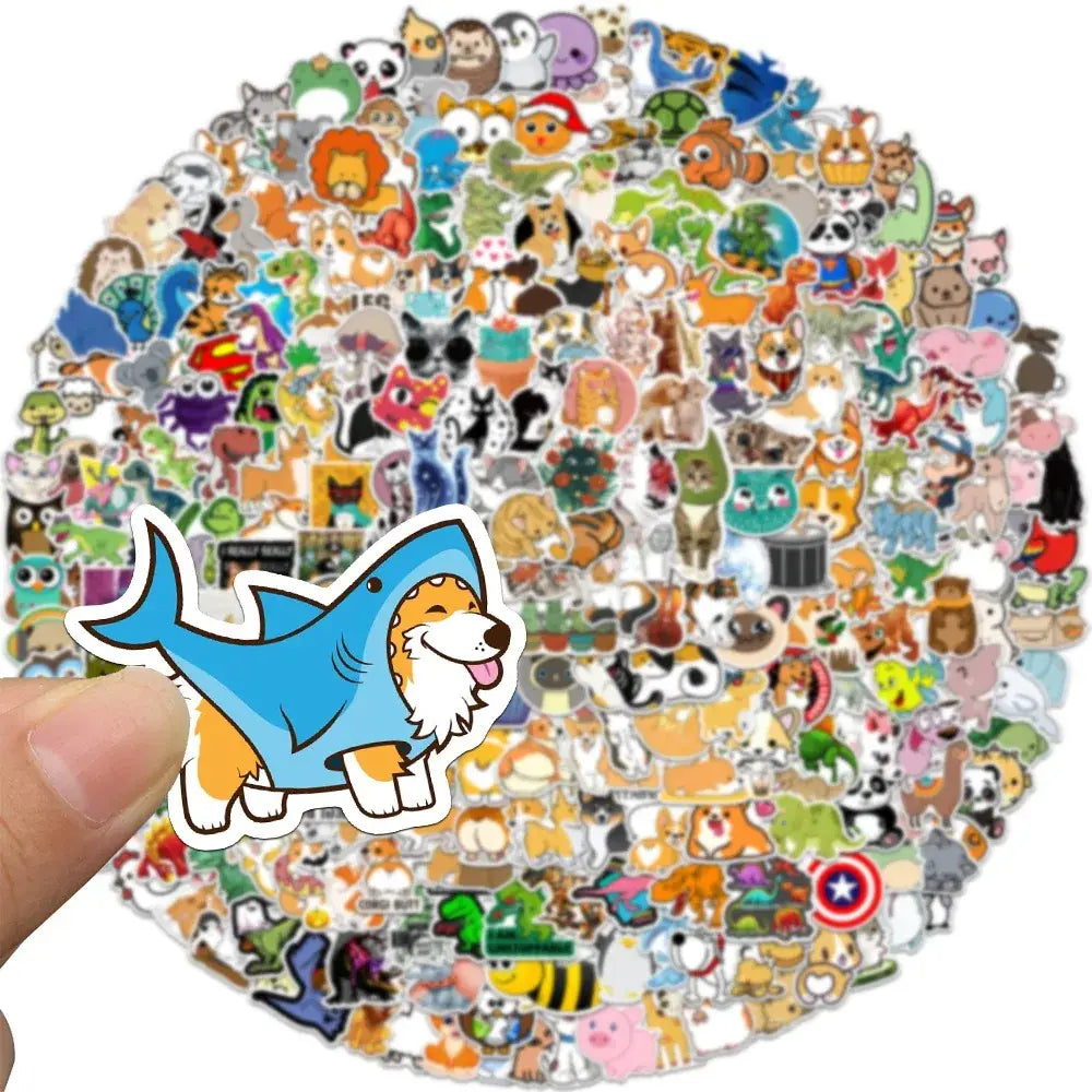 100/300PCS Mix Cute Cartoon Animals Graffiti Stickers DIY Phone Guitar Laptop Notebook Suitcase Cup Waterproof Sticker