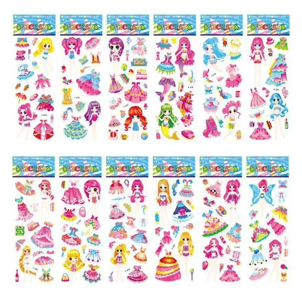 5 Sheets Kids Stickers Puffy Stickers for Children Birthday Christmas New Year Gift for Girl Boy Scrapbooking Cartoon