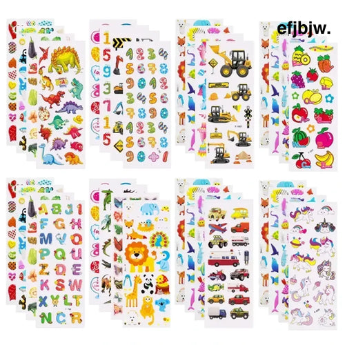 5 Sheets Kids Stickers Puffy Stickers for Children Birthday Christmas New Year Gift for Girl Boy Scrapbooking Cartoon