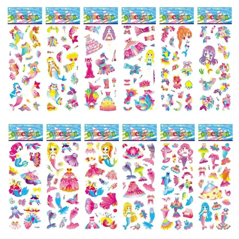 5 Sheets Kids Stickers Puffy Stickers for Children Birthday Christmas New Year Gift for Girl Boy Scrapbooking Cartoon