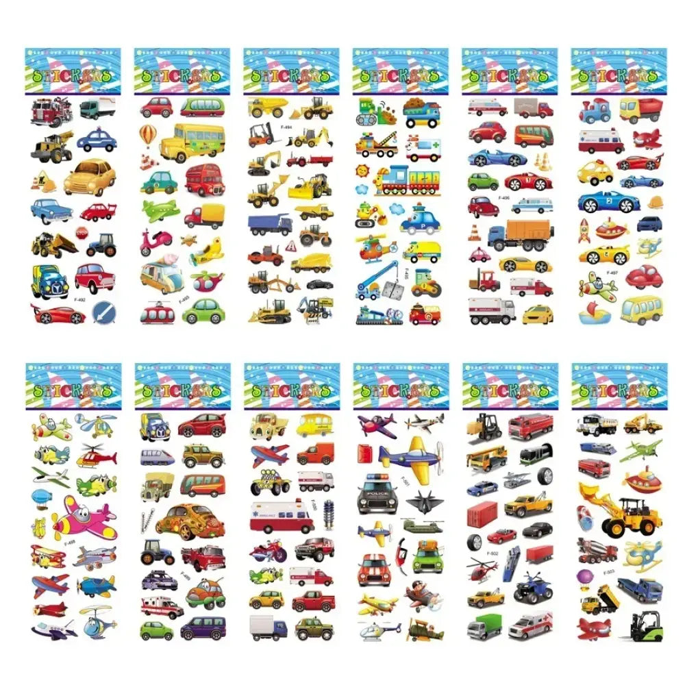 5 Sheets Kids Stickers Puffy Stickers for Children Birthday Christmas New Year Gift for Girl Boy Scrapbooking Cartoon