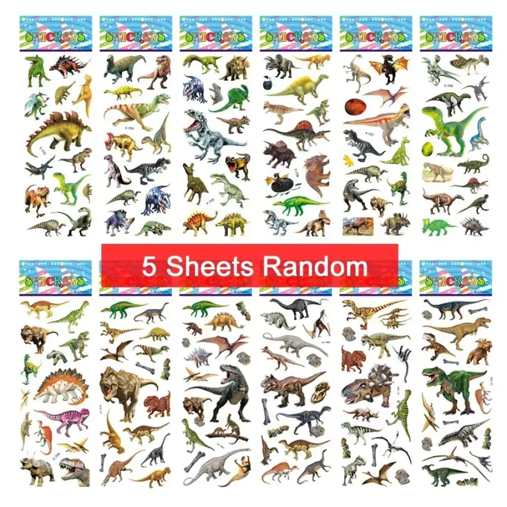 5 Sheets Kids Stickers Puffy Stickers for Children Birthday Christmas New Year Gift for Girl Boy Scrapbooking Cartoon