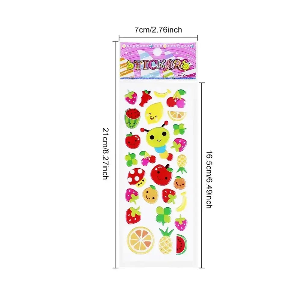 5 Sheets Kids Stickers Puffy Stickers for Children Birthday Christmas New Year Gift for Girl Boy Scrapbooking Cartoon