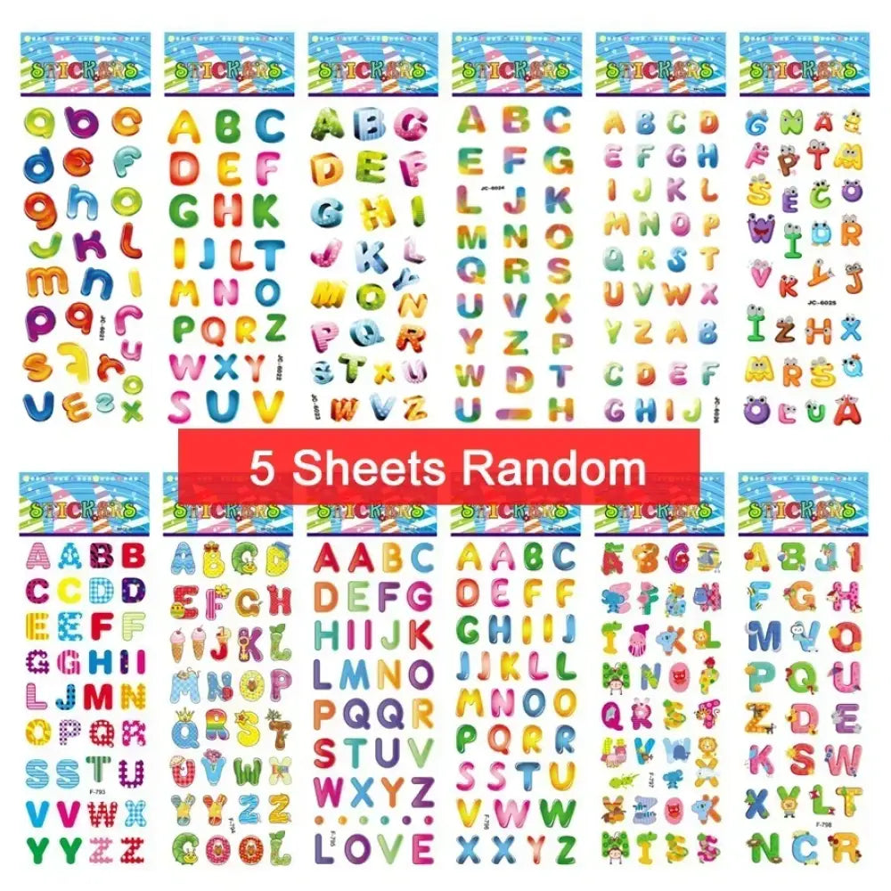 5 Sheets Kids Stickers Puffy Stickers for Children Birthday Christmas New Year Gift for Girl Boy Scrapbooking Cartoon