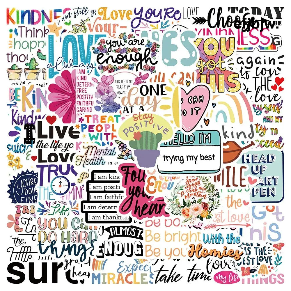 52pcs Inspirational Quote Stickers Pack Positive Decals DIY Laptops Water Bottles Phones Decorative Stickers Perfect