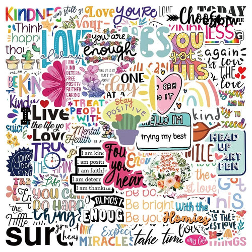 52pcs Inspirational Quote Stickers Pack Positive Decals DIY Laptops Water Bottles Phones Decorative Stickers Perfect