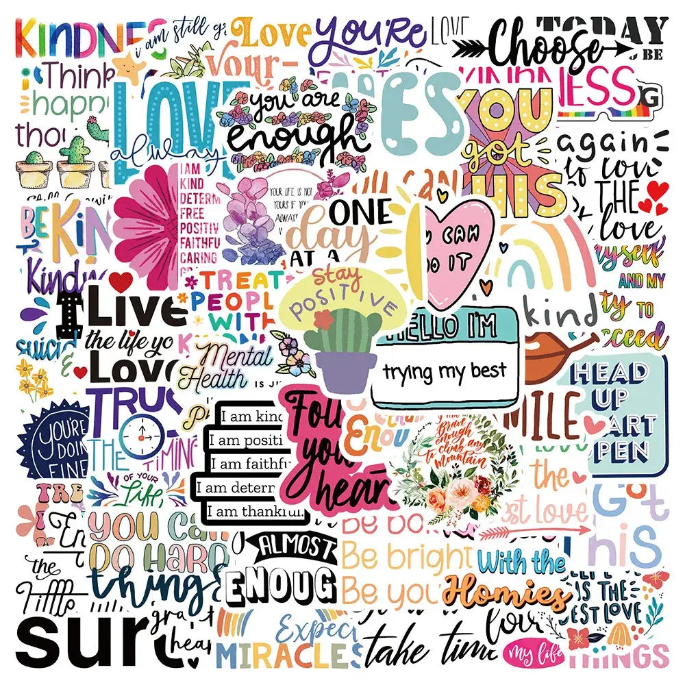 52pcs Inspirational Quote Stickers Pack Positive Decals DIY Laptops Water Bottles Phones Decorative Stickers Perfect