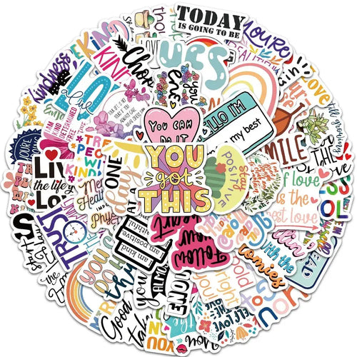 52pcs Inspirational Quote Stickers Pack Positive Decals DIY Laptops Water Bottles Phones Decorative Stickers Perfect
