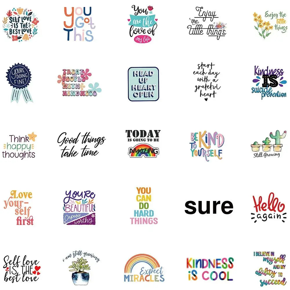 52pcs Inspirational Quote Stickers Pack Positive Decals DIY Laptops Water Bottles Phones Decorative Stickers Perfect