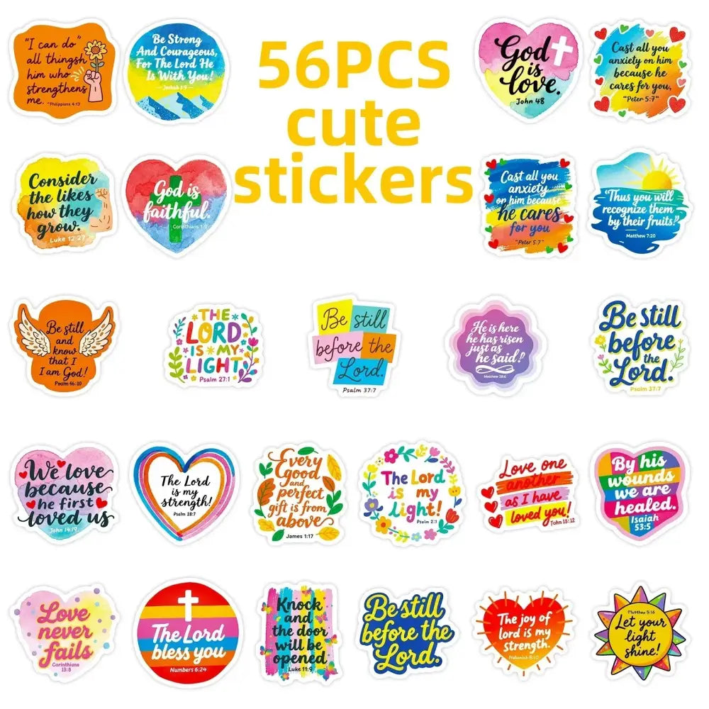 56PCS Cute Bible Inspirational Colorful Graffiti Stickers Inspirational Text Stickers - 56PCS - Stickers