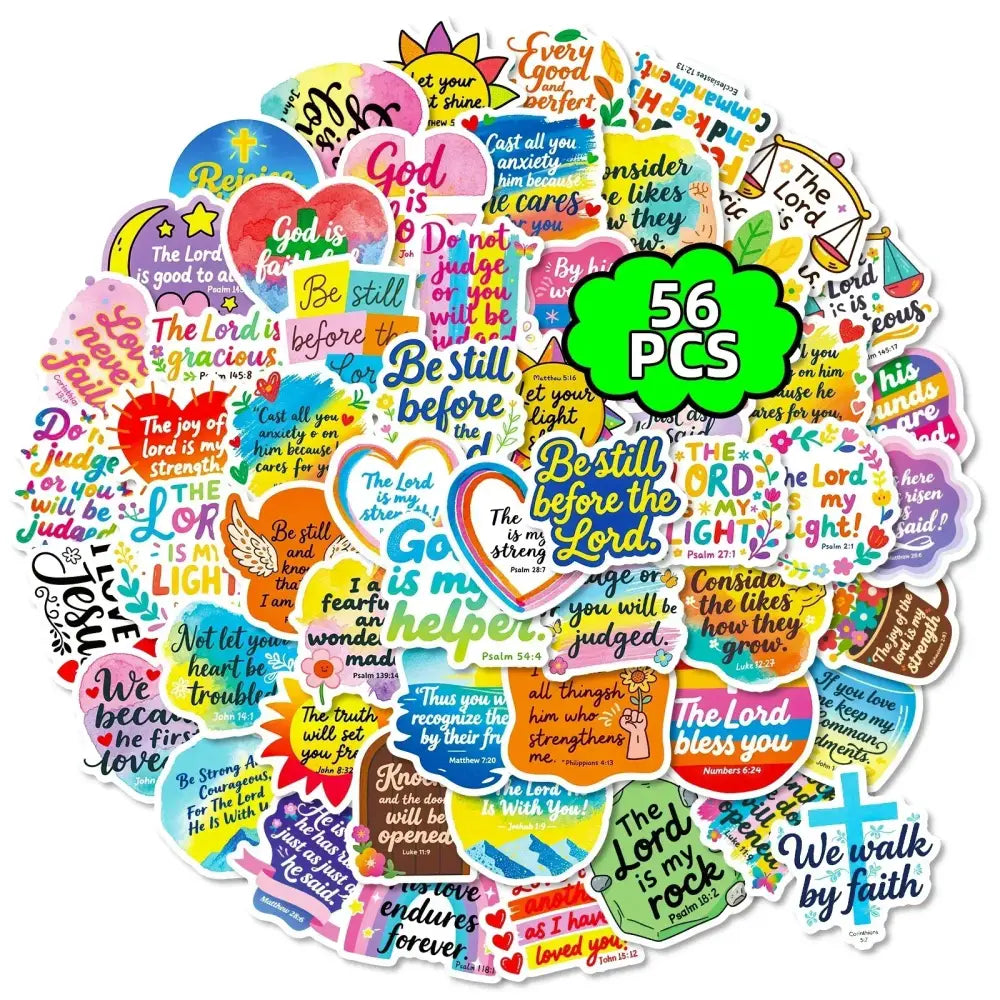 56PCS Cute Bible Inspirational Colorful Graffiti Stickers Inspirational Text Stickers - 56PCS - Stickers