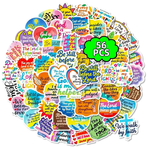 56PCS Cute Bible Inspirational Colorful Graffiti Stickers Inspirational Text Stickers - 56PCS - Stickers