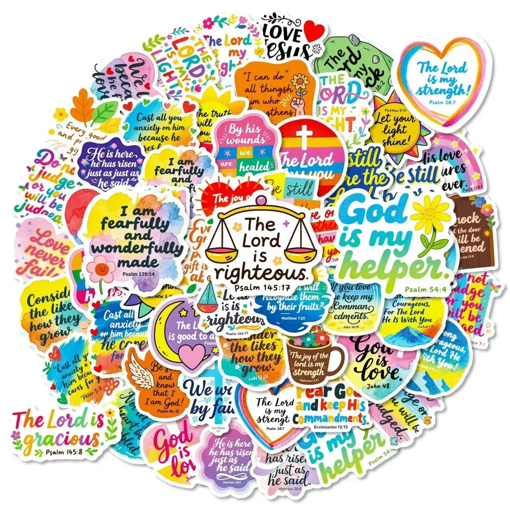 56PCS Cute Bible Inspirational Colorful Graffiti Stickers Inspirational Text Stickers - 56PCS - Stickers