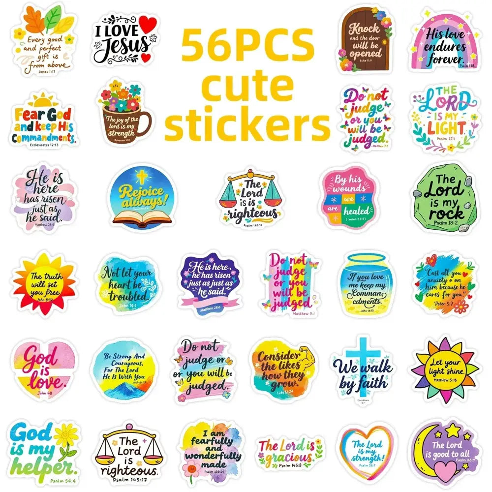56PCS Cute Bible Inspirational Colorful Graffiti Stickers Inspirational Text Stickers - 56PCS - Stickers