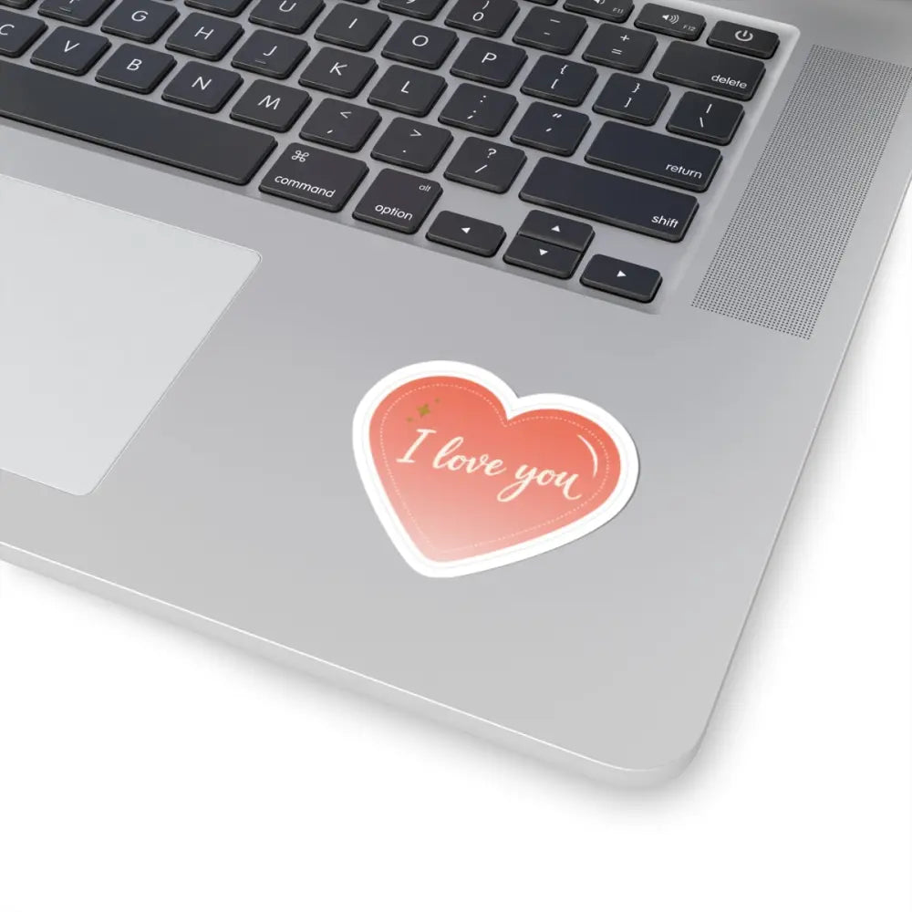 Heart-Shaped ’I Love You’ Kiss-Cut Sticker – Romantic Valentine Laptop Decal - 3’’ × 3’’ / White - Stickers