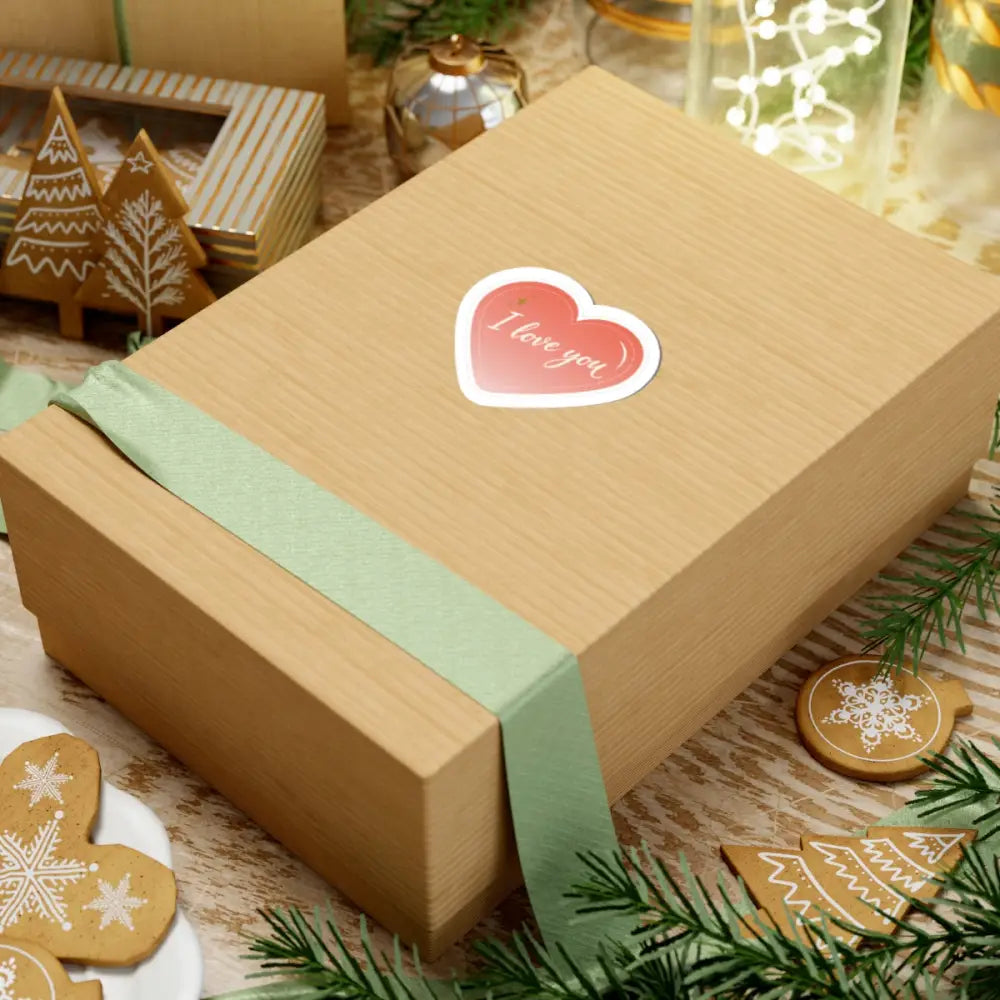 Heart-Shaped ’I Love You’ Kiss-Cut Sticker – Romantic Valentine Laptop Decal - 3’’ × 3’’ / White - Stickers
