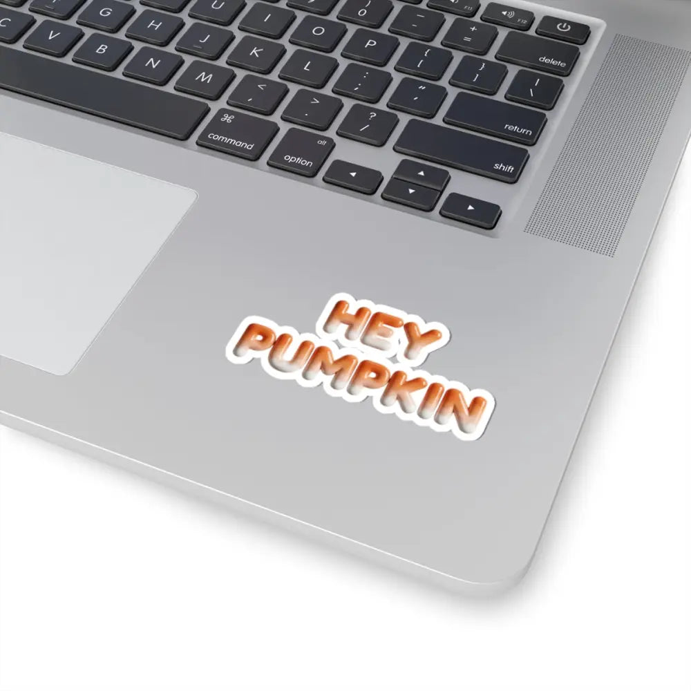 Hey Pumpkin Kiss-Cut Sticker, Fall Pumpkin Sticker for Autumn Décor & Gifts - 3’’ × 3’’ / White - Stickers