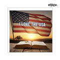 I Love the USA Square Vinyl Sticker, Patriotic American Flag Decal - 2’’ × 2’’ - Stickers
