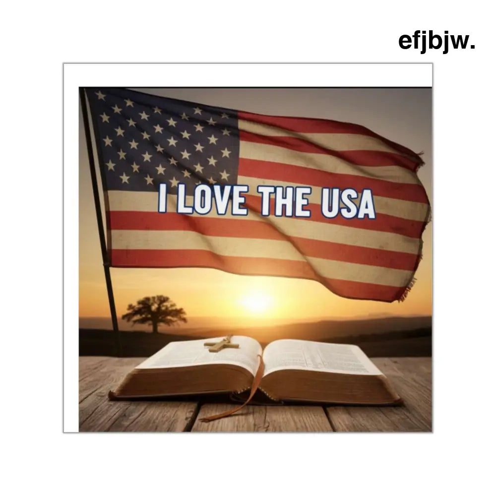 I Love the USA Square Vinyl Sticker, Patriotic American Flag Decal - 2’’ × 2’’ - Stickers