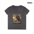 Ladies’ V-Neck T-Shirt, Inspirational Warrior Artwork Tee - S / Charcoal - V-neck