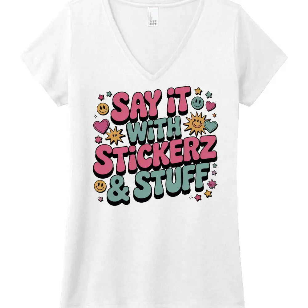 Say it with Stickerz 2 - White / XS - Printed T-Shirts
