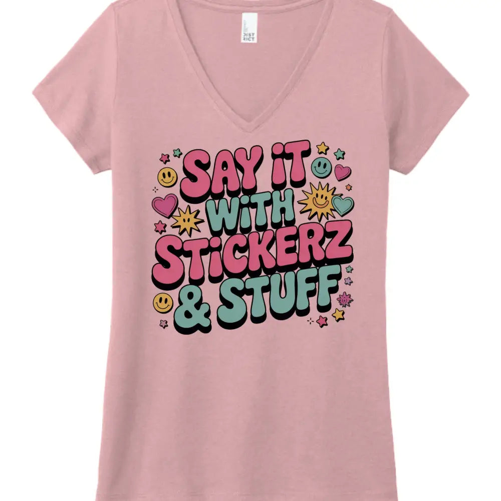 Say it with Stickerz 2 - WstriaHthr / XS - Printed T-Shirts