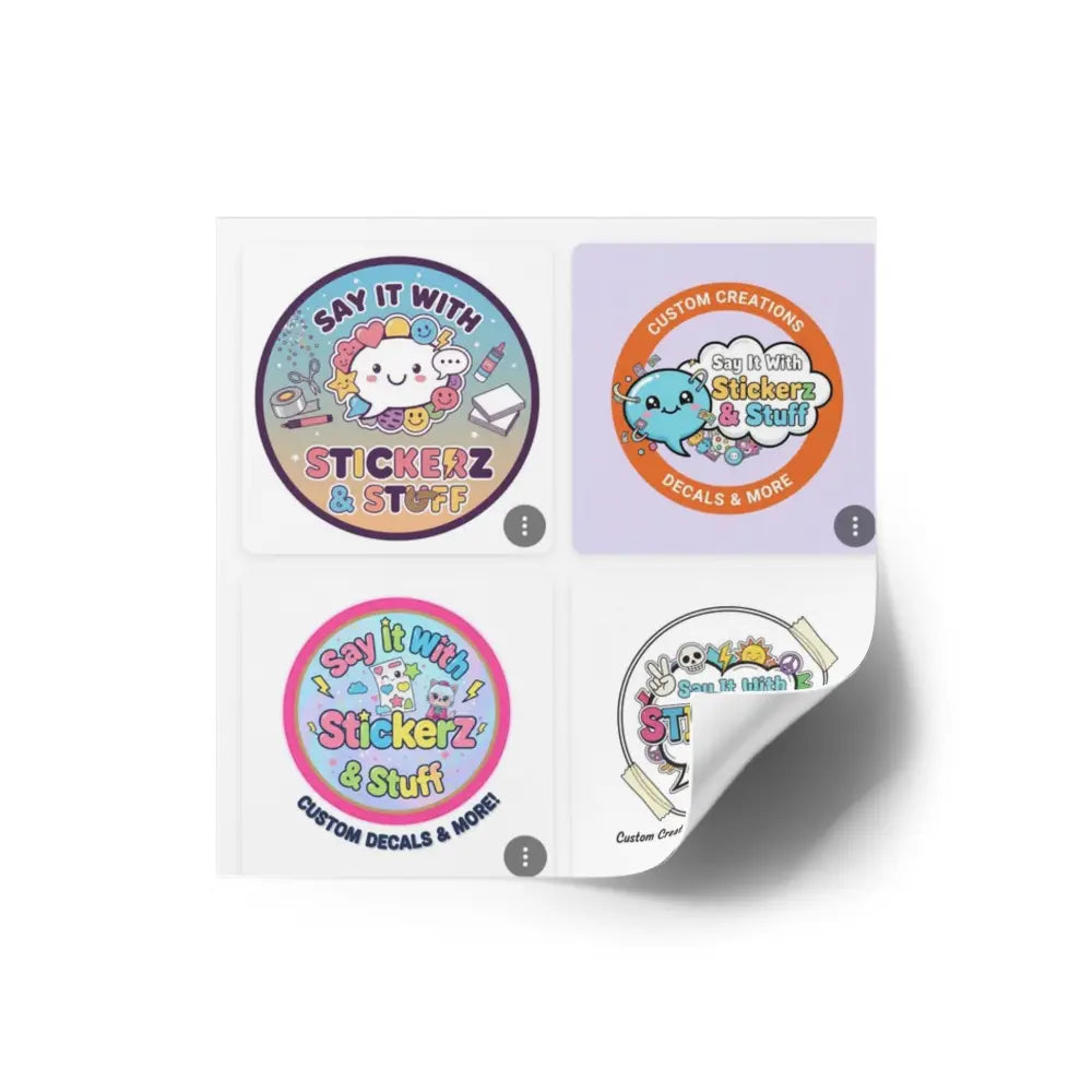 Say It with Stickerz Logo Square Stickers - Square / 2’’ × 2’’ / White - Paper products