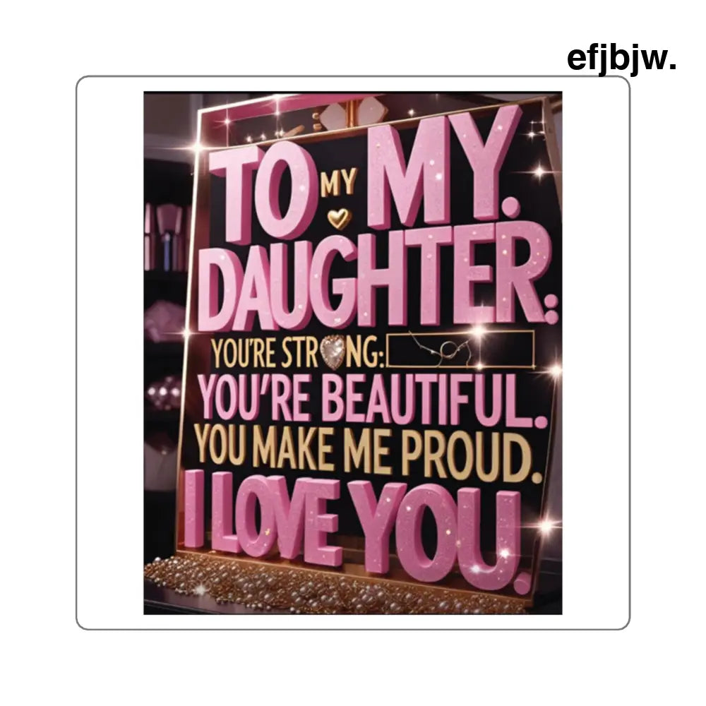 Square Sticker, ’To My Daughter I Love You’ Sentimental Gift - 2’’ × 2’’ / White - Paper products