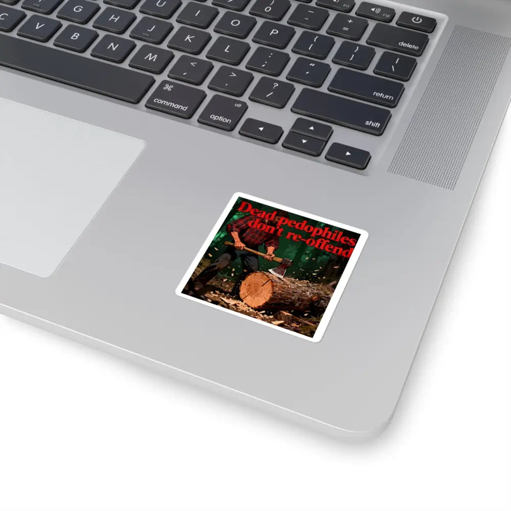 Sticker, ’Dead Pedophiles Don’t Re-offend’ Retro Lumberjack Design - 2’’ × 2’’ / White - Stickers