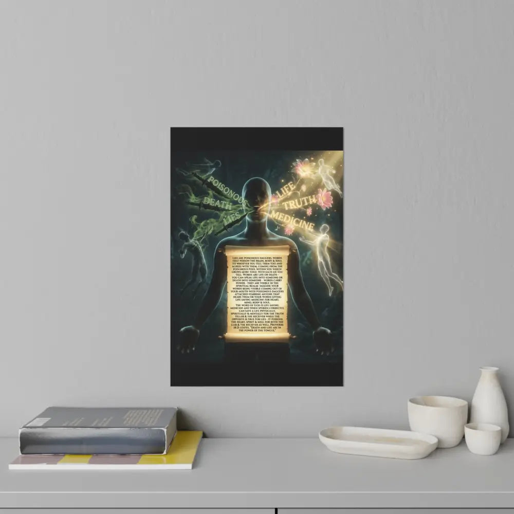 Wall Decal, Mystical Anatomy Poster with Scroll Text (Life Death Truth Medicine) - 12’’ x 18’’ - Wall Decal