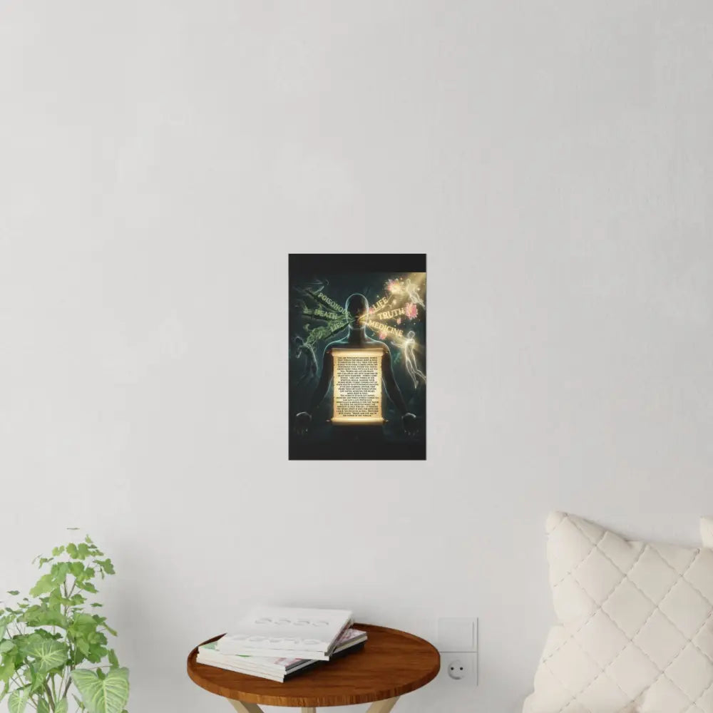 Wall Decal, Mystical Anatomy Poster with Scroll Text (Life Death Truth Medicine) - 12’’ x 18’’ - Wall Decal