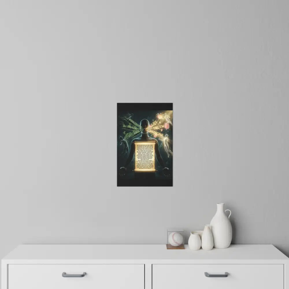 Wall Decal, Mystical Anatomy Poster with Scroll Text (Life Death Truth Medicine) - 12’’ x 18’’ - Wall Decal
